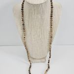 Jasper Bead Oatmeal Disp. Crystal Long necklace Brown Photo 1