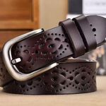 Fashion genuine leather belts for women Hollow floral belt woman classic Pin Buc Photo 0