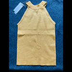 Sexy Women Knitted Tank Tops Vest Sequined‎ U Neck Long Crop Tops Solid Yellow Size XS Photo 4