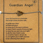 New Guardian Angel Silvertone Adjustable Slide Pull Bracelet on Card Brown Photo 0