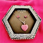 Guess  2-Pc. Set Heart Necklace & Stone Stud Earrings Photo 2