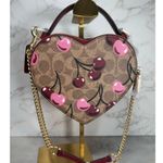 Coach Cherry Print Heart Crossbody Brown Bag - Leather Purse, Gift-Ready! Photo 1
