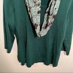 Notations  Crewneck Sweater Green Floral Scarf Attached Photo 3