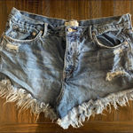 We The Free high waisted distressed raw edge hem denim shorts size 31 Photo 0