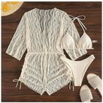 Women’s medium Swimsuits Lace Cover Up Romper Bathing Suit Mesh Coverup​ White Photo 1