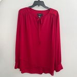 Karen Kane NEW Red Blouse top XLARGE  tie neck crossover hem Long Sleeve Photo 2