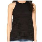 Vince NWT Geo Lace High Neck Tank Top Black Size 4 Eyelet Photo 2