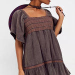 Free People NWT Easy To Love Bubble Mini Dress size medium color expresso beans Photo 0