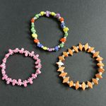 Women’s‎ vintage dainty set of 3 multicolored mini animal beaded bracelets Orange Photo 3