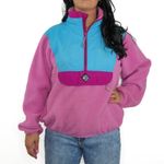 Woolrich The 1980s Vintage Pastel Pink Blue Colorblock Fleece Pullover Medium Photo 2