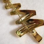 Monet Vintage  Stamped Zig Zag Gold Tone Clear Rhinestone Christmas Tree Brooch Photo 1