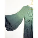 Young Fabulous and Broke Hadi Midi Dress Medium Green Satin Cut Out Bohemian Photo 9