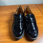 Franco Sarto  Cassandra Black Patent Faux Leather Penny Loafer Chunky Lug Slip On Photo 1