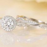 Engagement Ring Wedding Set White Gold Plated 8.5 Wedding Rings Women CZ CT Photo 2