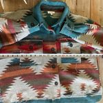 LA MIEL Shirt Jacket Aztec Western Raw Hem Small Blue Photo 4