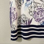 Chico's White Blue & Purple Floral Print Sleeveless Top Womens M Sweater Knit Photo 1