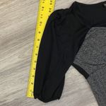 Pretty Good Short Elastic Sleeve Tie Down Front Gray & Black Long Stretchy Top L Photo 9