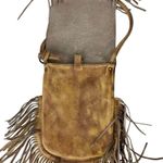 Monserat Lucca Fringe Flap Shoulder Crossbody Bag Leather Taupe Brown Bohemian Photo 13