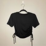 ZARA  Ruched Side Tie Crop Top, Black, Size L, NWOT Photo 3