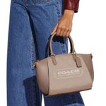 Coach NEW Badge Jacquard Elise Satchel Chalk Taupe w/o Strap! ONE OF A KIND Photo 12