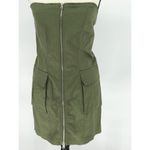 Honey Peach Green 100% Cotton Mini Dress Sz S | Cargo Pockets & Full‎ Zipper Photo 1