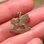 14K Solid Yellow Gold Small Toy Rocking Horse Charm Pendant Photo 11