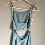 Reformation 'Kiwi' Turquoise Blue Asymmetrical Cutout High Slit Dress 4 Photo 6