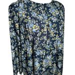 Boutique Napa Valley Women’s West Coast Blue Floral Blouse Button Front Pleated Top Sz M Photo 10