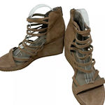 Eileen Fisher Platform Wedge Taupe Leather Strappy Size 8.5 NWOB Photo 0