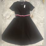 Tommy Hilfiger Black A-Line Midi Dress with Crew Neck Photo 10