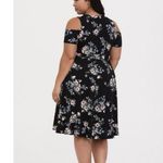 Torrid Black Colorful Floral Cold Shoulder Wrap Tie Belt Stretch Dress Size 3X Photo 2