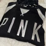 Victoria's Secret Victoria’s Secret black and Silver shiny Foil Sweatshirt & Pants outfit Set Photo 0