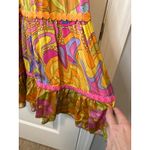 Celia B Lobelia Dress XS Multicolor Floral Midi Pom Pom Trim Boho Orange Photo 11