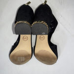 Michael Kors Old Money Classic Gold Black Sueded Velvet Peep Toe Heels 9.5M Photo 7