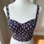 Band of Gypsies  Navy Blue Red Floral Bustier Cropped Tank Top Size Small Photo 8