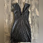 Lovers + Friends NWT Black V-neck Strapless Sequin Mini Dress Chevron Small Grad Photo 3