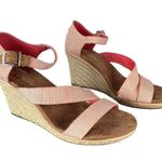 Toms Sandals Womens 8.5 Orange Tangerine Clarissa Canvas Espadrille Wedge Heels Photo 3