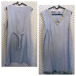 Jane Ashley  powder blue linen dress w/‎ gold trim Photo 1