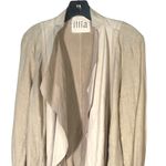illia Womens Linen Leather Trim Open Front Drape Cardigan Jacket Size 10 Beige‎ Tan Photo 1