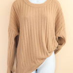 Aerie  Buttercream Ribbed Crew Sweater‎ Tan Textured Knit Pullover Women's Small Photo 0