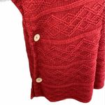 Nadia Rima NWT Cozy Red Cowl Neck Side Button Cable Knit Poncho Photo 3