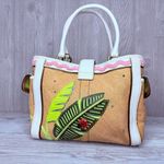 Coach Vintage rare  Straw ladybug leaf tote bag purse rhinestone handbag summer Photo 8