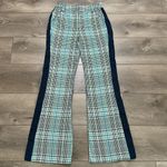 Tanya Taylor Tanya Taylor Fallon Green Houndstooth Plaid High Rise Semi Flare Pants Size 2 Photo 2
