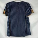 Madewell  Fable Floral Striped Embroidery Short Sleeve Blouse Small Photo 2