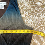 Newport News  Sleeveless Midi Dress 16 Large SHINY Teal Blue Brown CRINKLE RawHem Photo 6