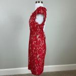 Aidan Mattox  Red Lace Deep V Open Backless Colorful Cocktail Party Dress Size 12 Photo 4