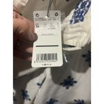 Mango  White Blue Geometric Embroidered Wide Leg Cropped Pants Size 4 NEW Photo 8