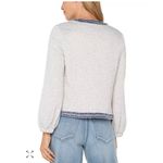 Liverpool  Los Angeles Small Collarless Tweed Jacket White‎ Blue Frayed Edge Photo 3