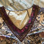 Live and let live  medium beaded print top nwot Photo 1