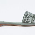 ZARA  Green Embellished Flat Slides Size EU 38 or US 7.5 Photo 3